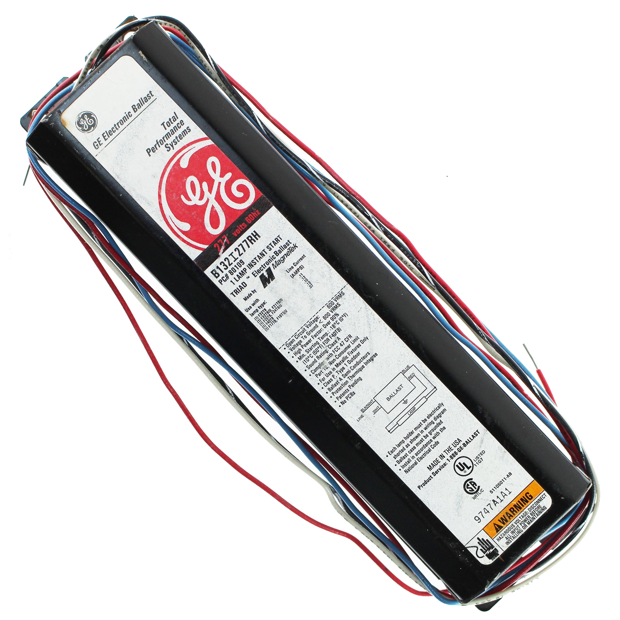 General Electric B132I277RH Electronic Ballast 277V 60Hz 1 Lamp Instant