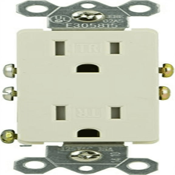 General Electric Design Dplx Rec, 15a Tamp Resist Almond