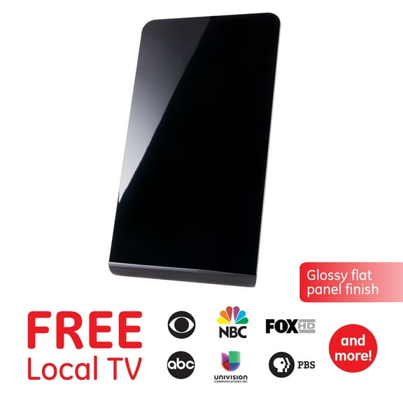 General Electric Flat Panel Indoor HDTV Antenna, 40-mile Range, VHF 1080P 4K, Black, 48283