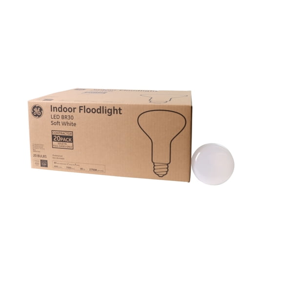 General Electric GE LED BR30 Soft White Medium Base Flood Light Bulb 65-Watt (20-Pack)