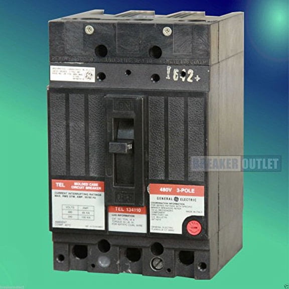 General Electric GE TEL134110WL 3 Pole 100 Amp 480v 65kA Circuit Breaker TEL