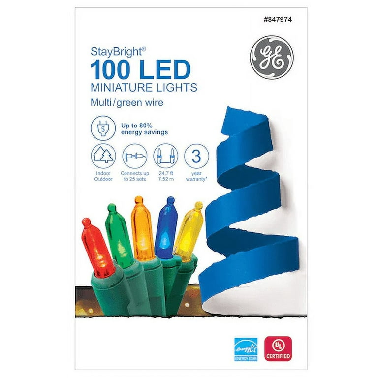GE StayBright 100-Count 24.7-ft Red LED Plug-In Christmas String Lights GE StayBright 100-Count 24.7-ft Red LED Plug-In Christmas String Lights