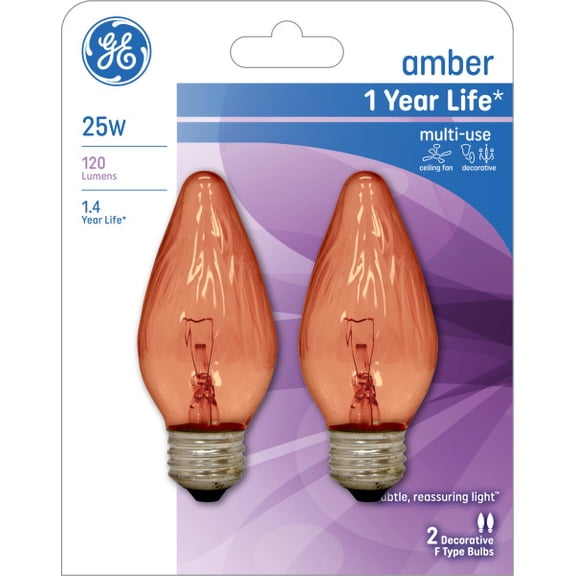 GE Incandescent 25 Watt Pink Light F15 Deco - Candle Bulbs 2 Pack