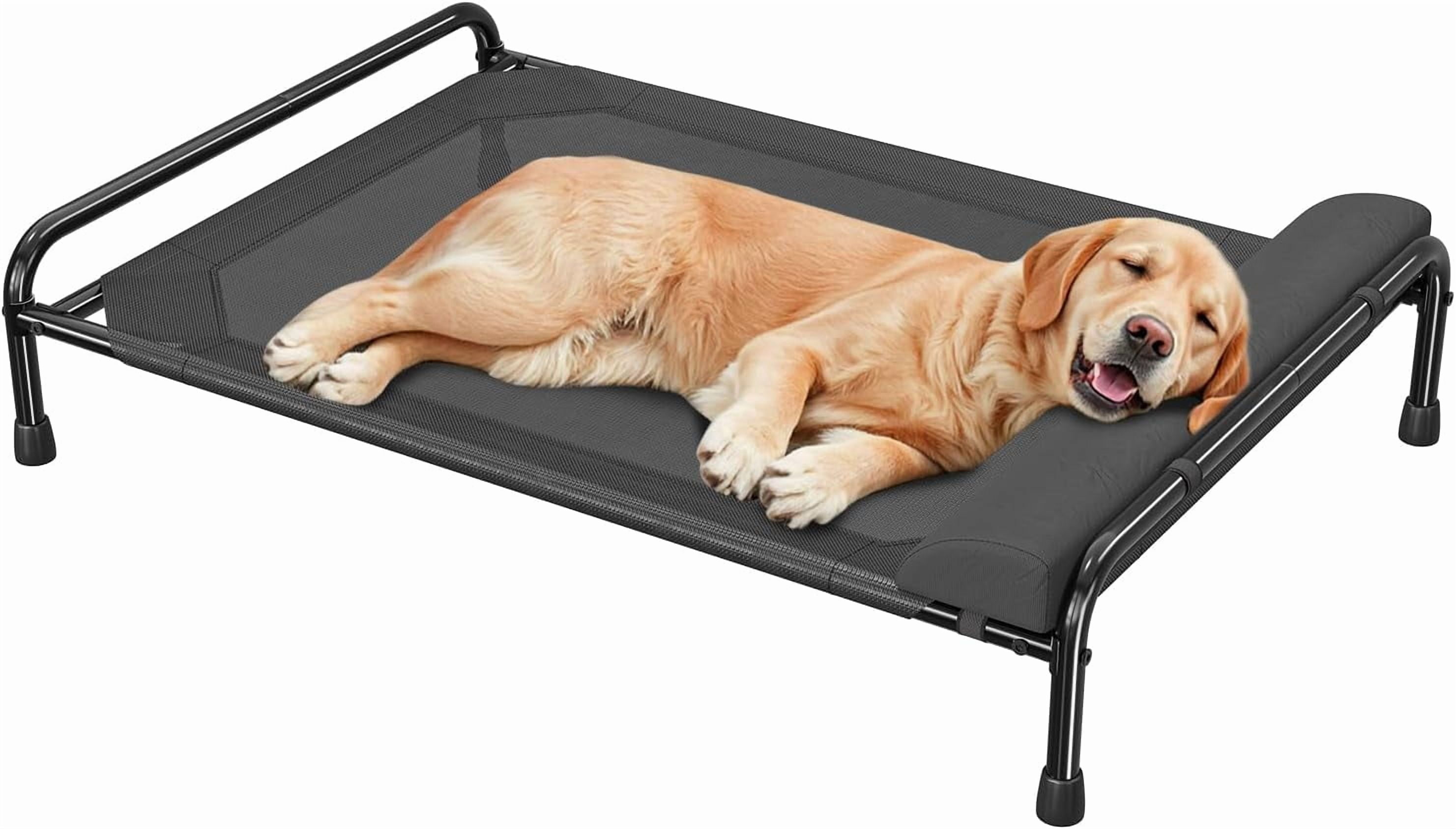 General Elevated Dog Bed for Large Dogs, Cooling Raised Pet Cot with Bolster, Breathable Outdoor Couch Bed, 44.5" x 31", Black