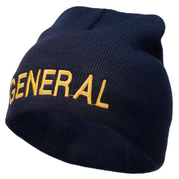 General Embroidered Short Beanie - Navy OSFM