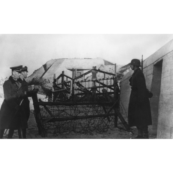 General Erwin Rommel Inspecting The Atlantic Wall. Fortifications Included Bunkers History (24 x 18)