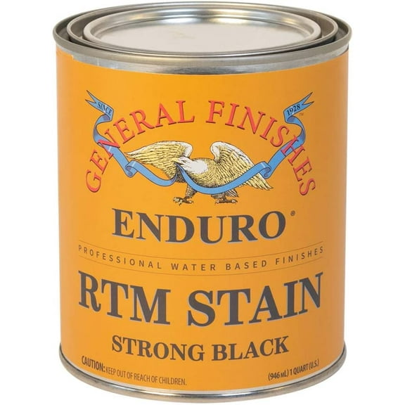 1 qt General Finishes QSTB Strong Black Enduro RTM Water-Based Wood Stain