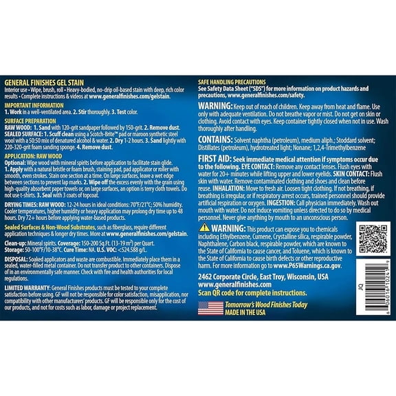 General Finishes Oil Base Gel Stain, 1 Gallon, Java