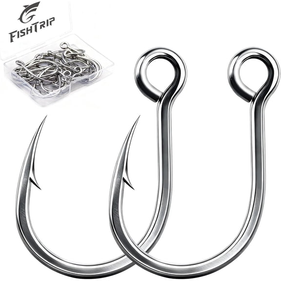 General Fishing Inline Single Hooks - in Line Hooks for Treble Hook Replacement for Lures Plugs Saltwater Freshwater Size 6 4 2 1 1/0 2/0 3/0