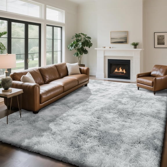 General Fluffy Rug Shag Area Rug, Mottling Grey 6x9 Area Rugs for Living Room, Large Shag Area Rugs for Bedroom Kids Room Home Decor, Upgrade Anti-Skid Rectangular Fuzzy Rugs