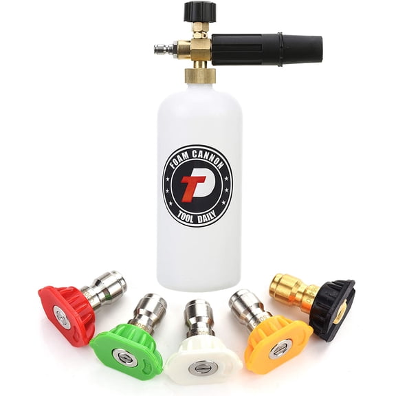 General Foam Cannon with 1/4 Inch Quick Connector, 1 Liter, 5 Pressure Washer Nozzle Tips