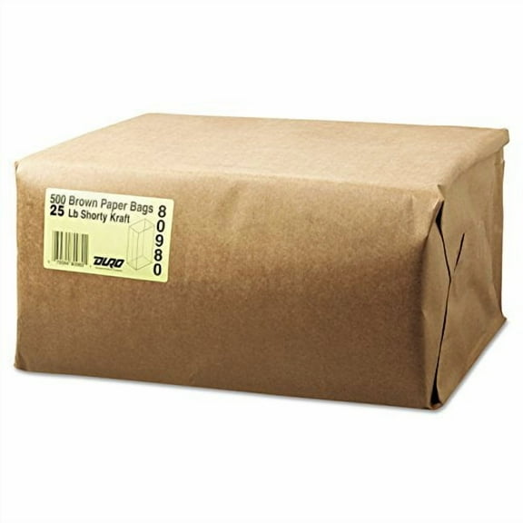 General GK25S500#25 Squat Paper Grocery Bag, 40lb Kraft, Standard 8 1/4 x6 1/8 x15 7/8, 500 bags