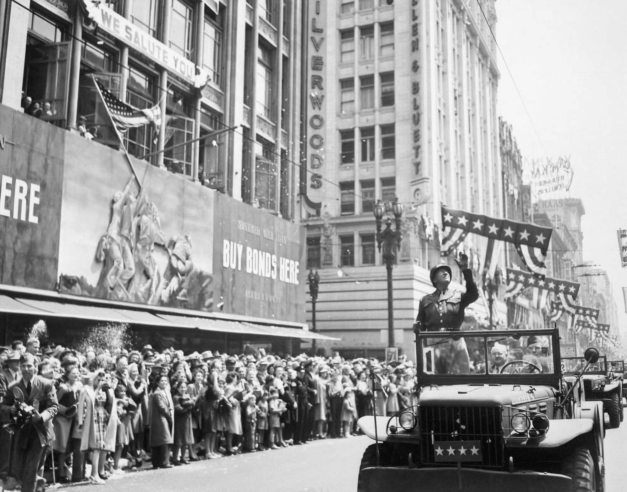 General George Patton during a ticker tape parade Canvas Art - John ParrotStocktrek Images (32 x 26)