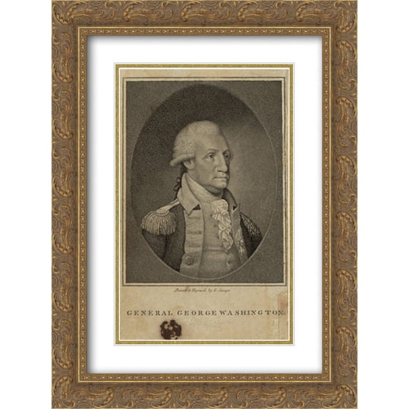 General George Washington 20x24 Double Matted Gold Ornate Framed Art Print