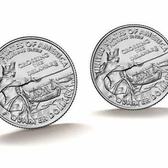 General George Washington Crossing the Delaware Coin Cufflinks Uncirculated U.S. Quarter 2021 Cuff Links