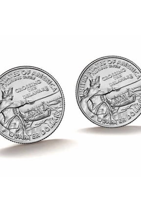 General George Washington Crossing the Delaware Coin Cufflinks Uncirculated U.S. Quarter 2021 Cuff Links