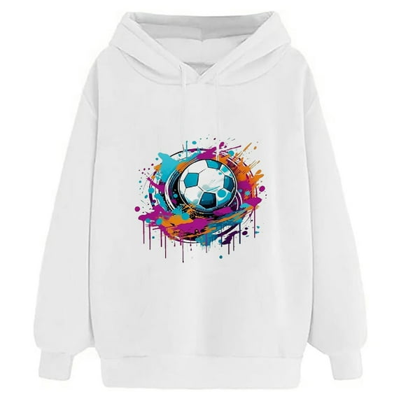 General Girls Hoodie Graffiti Volleyball Cartoon Sweatshirt White