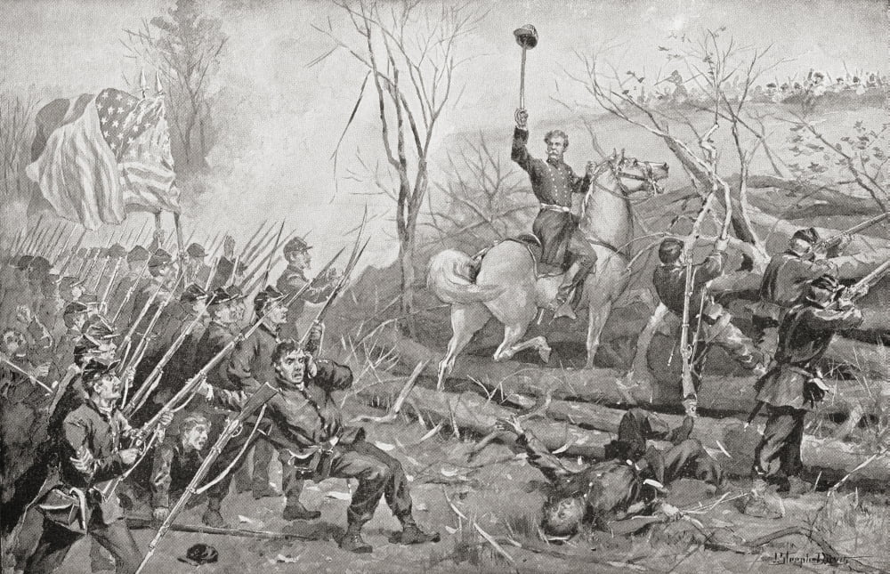 General Grant At The Battle Of Fort Donelson In 1862 During The American Civil War From Famous Men And Great Events Of The 19Th Century Canvas Art - Ken Welsh Design Pics (19 x 12)
