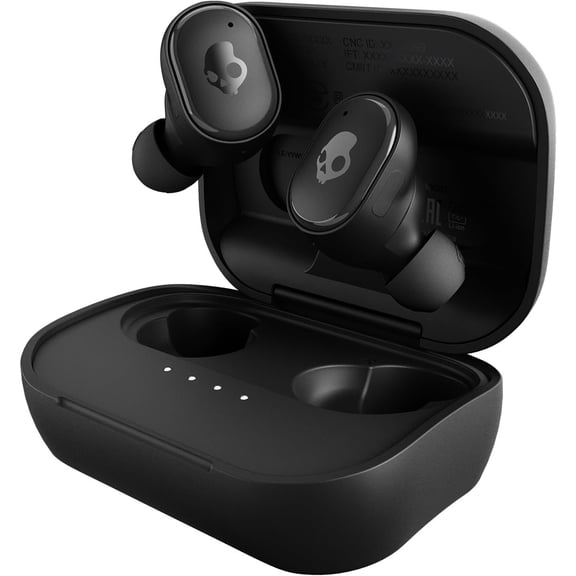 General Grind Wireless Earbuds, Bluetooth Headphones, Up to 40 Hours Battery, Noise Isolating Fit, Microphone for iPhone Android, Customizable via Skull-iQ App - True Black