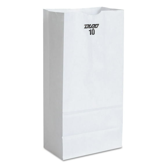General Grocery Paper Bags, 35 lbs. Capacity, #10, 6.31"W x 4.19"D x 13.38"H, White (500 Ct)