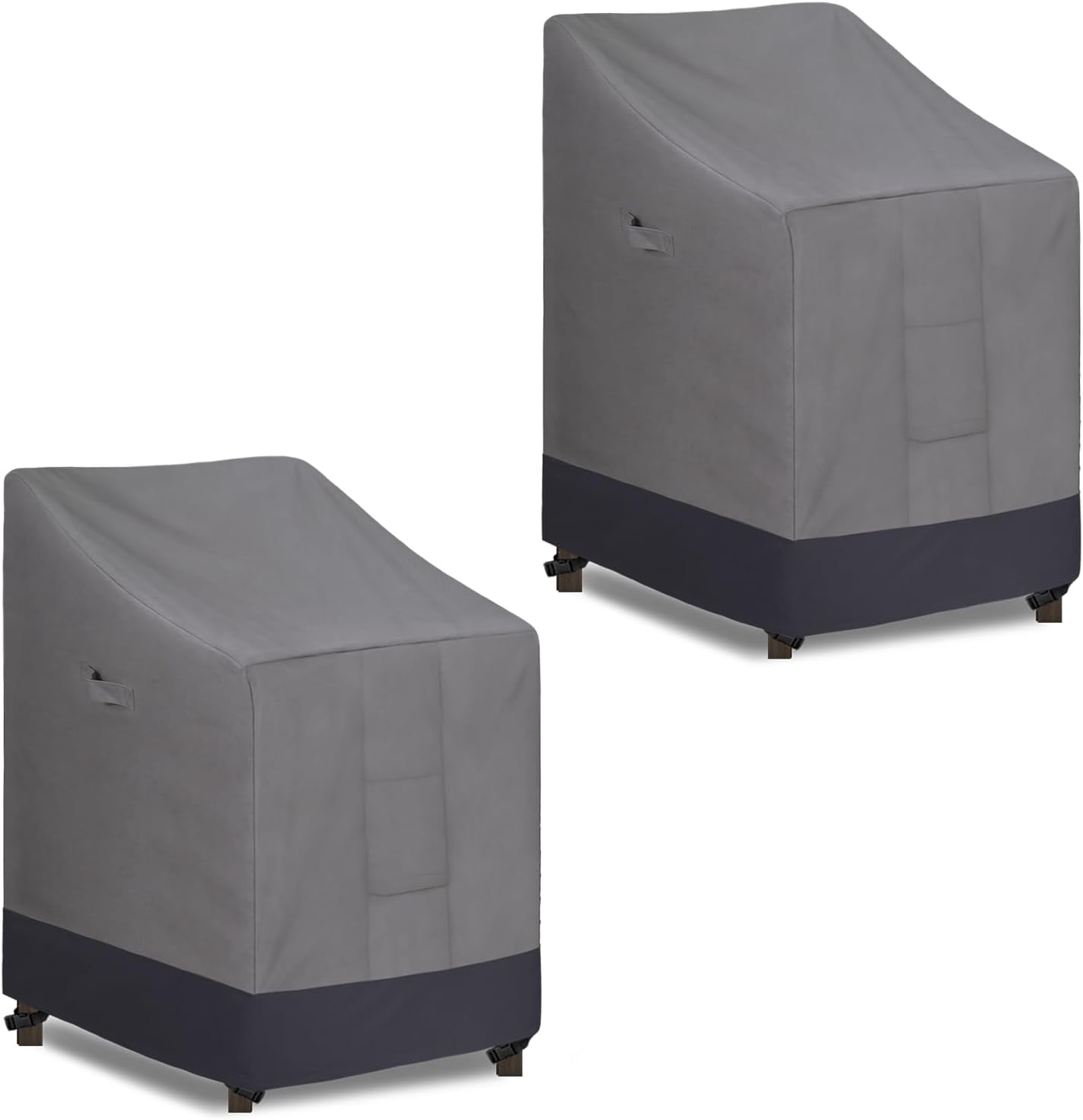 General Heavy Duty Outdoor Stackable Chair Cover, Waterproof Patio Chair Cover, Windproof Outdoor Furniture Cover with Air Vent (2 Pack-28Wx36Dx47H inch, Gray/Dark Gray)