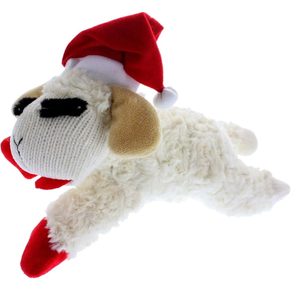 General Holiday Lambchop with Santa Hat Plush Dog Toy, 10.5"
