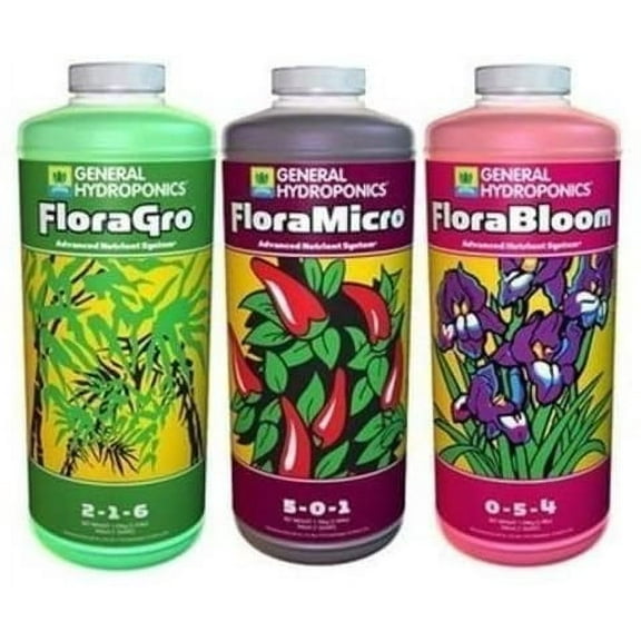 General Hydroponics Flora Series 1 Quart - FloraGro, FloraBloom, and FloraMicro