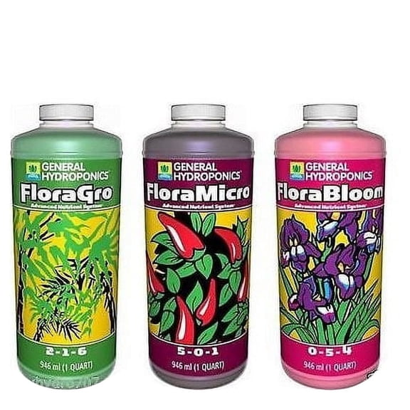 General Hydroponics GH Flora Series 32oz Quarts TRIO FloraMicro FloraGrow Flo...