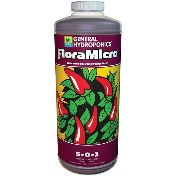General Hydroponics FloraMicro 1 Quart -Flora GRO Micro Series GH