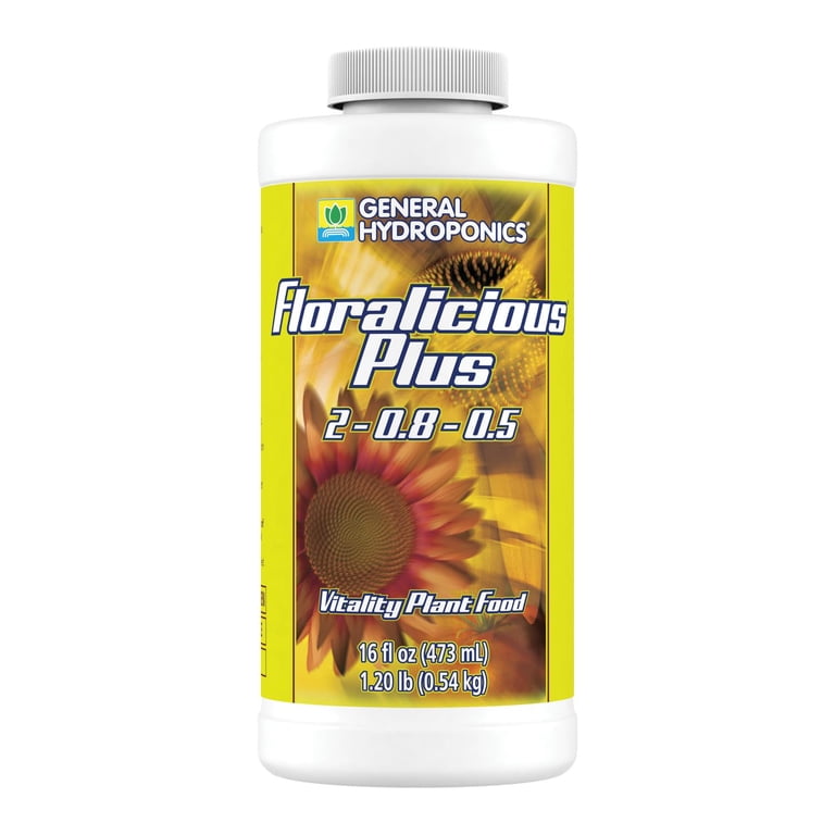 General Hydroponics Floralicious Plus, Vitality Plant Food, 2-0.8-0.5,  16.oz. - Walmart.com