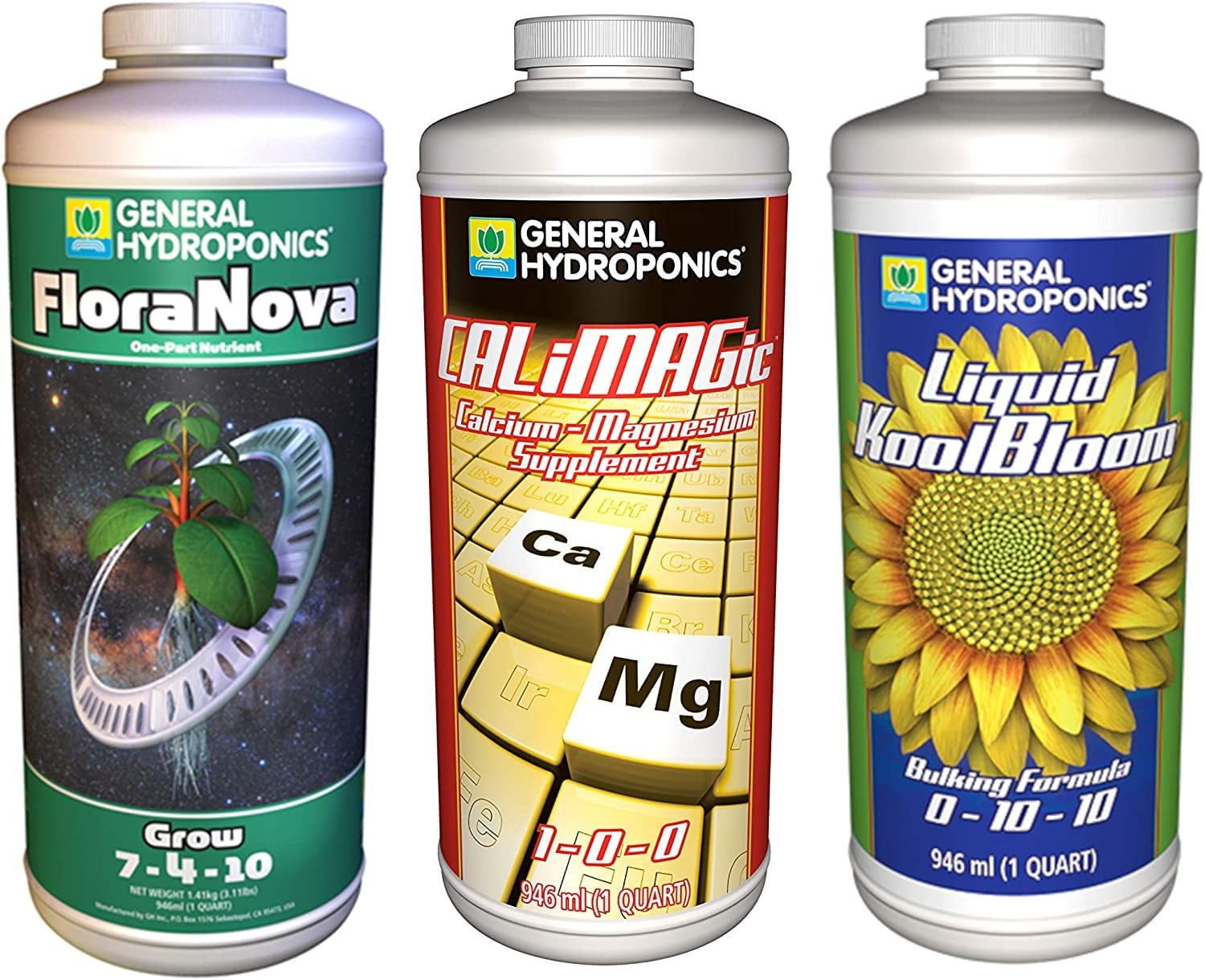 General Hydroponics GLCMBX0027 FloraNova Grow, Liquid KoolBloom, CALiMAGic Quart Combo