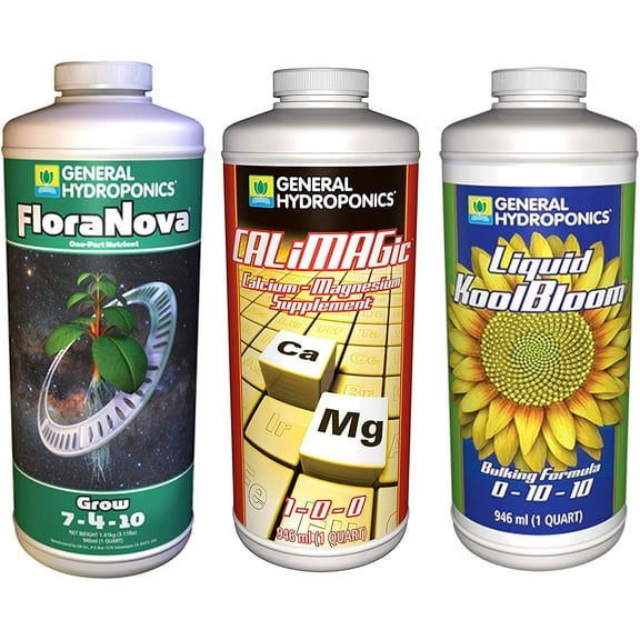 General Hydroponics GLCMBX0027 FloraNova Grow, Liquid KoolBloom, CALiMAGic Quart Combo