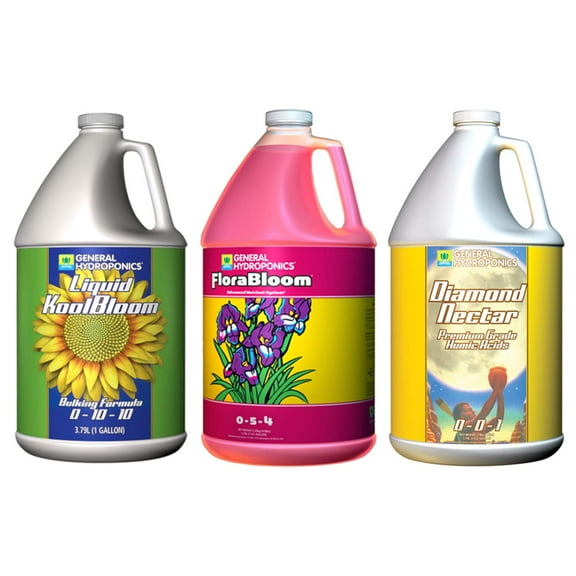 General Hydroponics GLCMBX0032 Liquid KoolBloom, Flora Bloom, and Diamond Nectar Gallon Combo