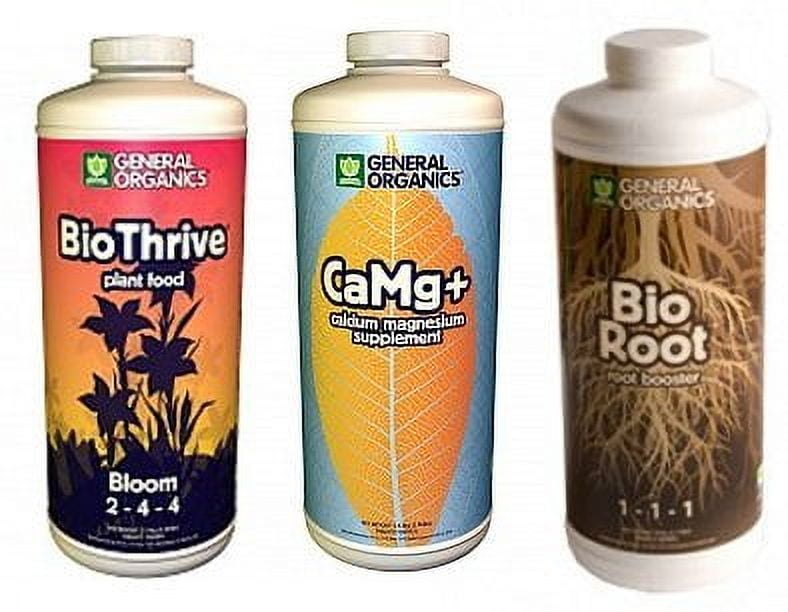 General Hydroponics General Organics BioThrive Bloom 1 qt, General Organics BioRoot 1 qt, General Organics CaMg+ 1 qt