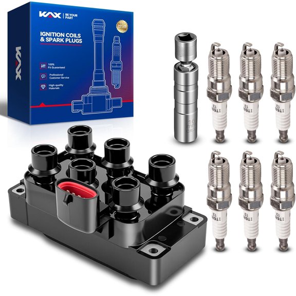 General Ignition Coil & 6Pcs Spark Plugs Kit w/Tool for Ford 1996-2000 Taurus,Sable,1995-2000 Contour,Mystique,Windstar, Mazda 1998-2000 B3000,2000-2001 MPV(To 10/17/00),1999-2000 Cougar