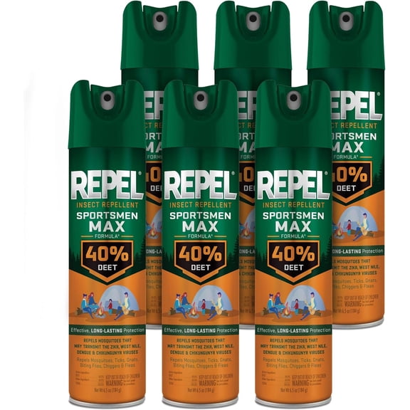 General Insect Repellent Sportsmen Max Formula 40% DEET 6.5 Ounces, Aerosol, 6 Pack