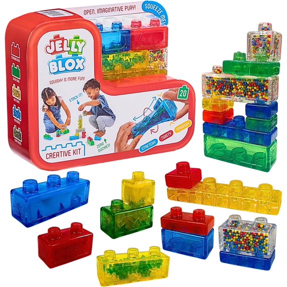 General Jelly Blox Creative Kit | Includes 20 Blocks | Toddler & Preschool Building Blocks Kids Can Squeeze, Stretch, Squish | MESH ACCREDITED | Safety Tested & Ouch-Free | Sensory Play Toy Ages 2+