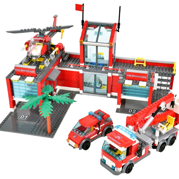 General Jims Multi-Vehicle Fire Station Building Block Set |General Jim's Toys & Bricks | GJ-FSWV