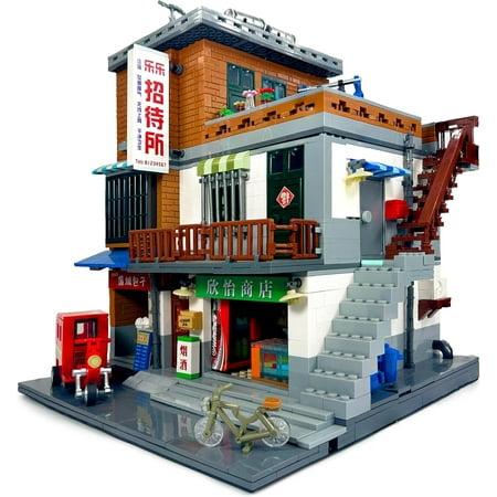General Jim's Urban Village City Series – 3-Story Modular Chinese Street View Block Set, 2706-Piece Architectural Model with Detailed Shops, Living Area & Rooftop – Compatible with Major Brick Brands
