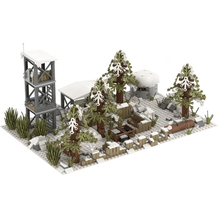 General Jim's WW2 'The Front Line' Military Base Snow Series Bunkers Fort Scene Building Block Set with Corner Watchtower Bunkers Command Center