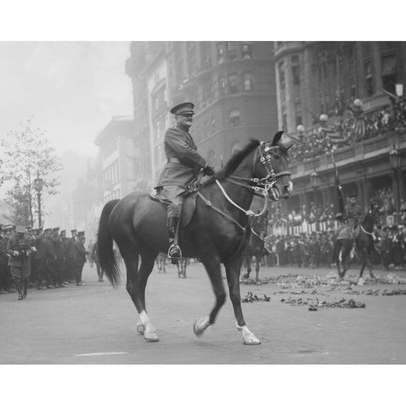 General John Pershing On Horseback Leading Wwi Veterans During A Parade In New York City History