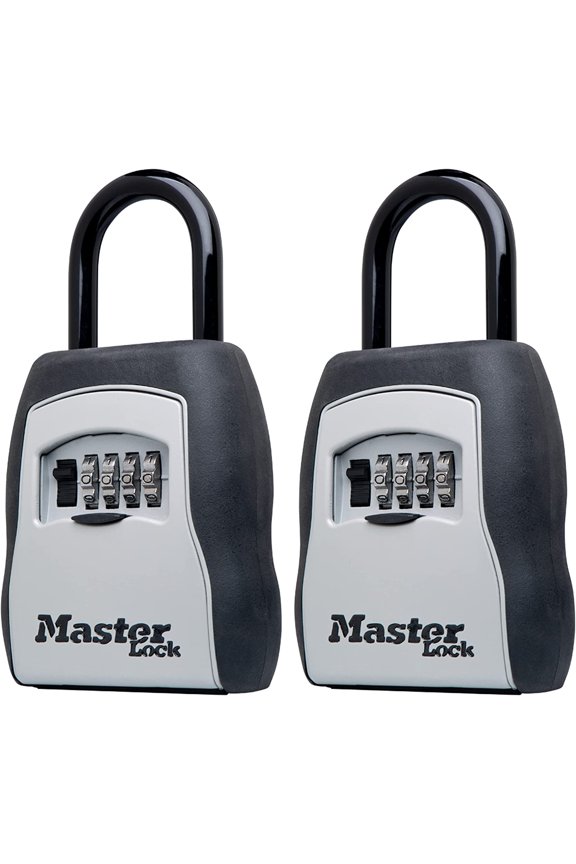 Key Lock Box for House Keys – Outdoor Portable Combination Lockbox with Resettable 4 Digit Code, Weather Resistant Durable Metal Body, Holds 5 Keys, 5400EC2, Black, 2 Pack