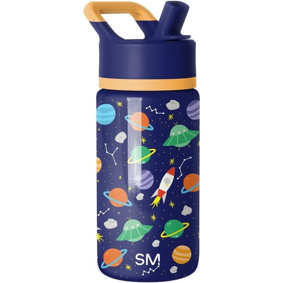 General Kids Water Bottle with Straw Lid | 14oz Insulated Stainless Steel Kids Tumbler & Spill Proof Toddler Cup for School, Girls, Boys | Summit | Outer Space