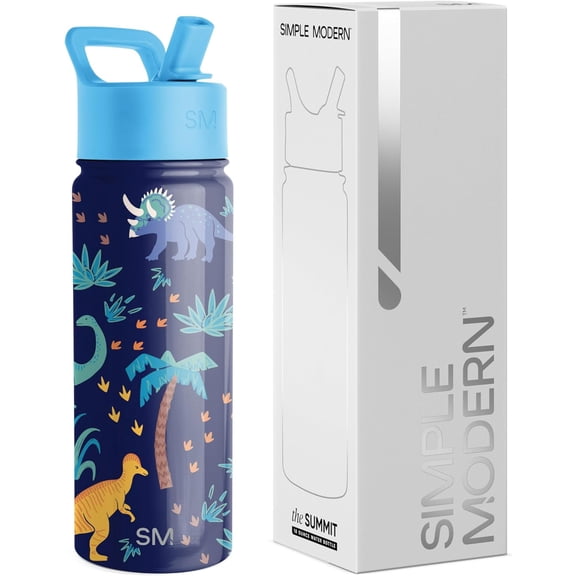 General Kids Water Bottle with Straw Lid | 18oz Insulated Stainless Steel Kids Tumbler & Spill Proof Toddler Cup for School, Girls, Boys | Summit | Jurassic Jungle