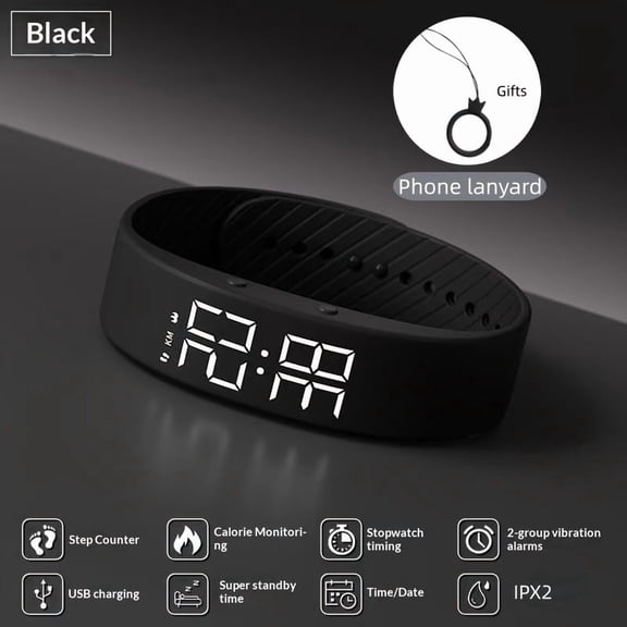 General LED Display Multi-Function Fashion Watch with Vibrating Alarm Pedometer Sports Timer Calorie Distance Tracking, Lightweight Comfortable Night Light for School Sports