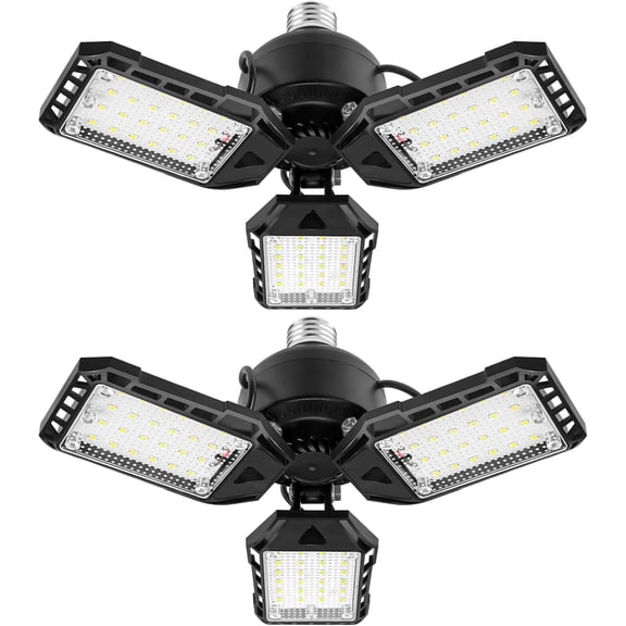 General LED Garage Lights 1 Pack -80W, 8000LM 6500K Led Shop Light with 3 Deformable Panels, Basement Barn Light Garages Ceiling Lights, E26/E27 for Garage, Warehouse, Shop, Basement