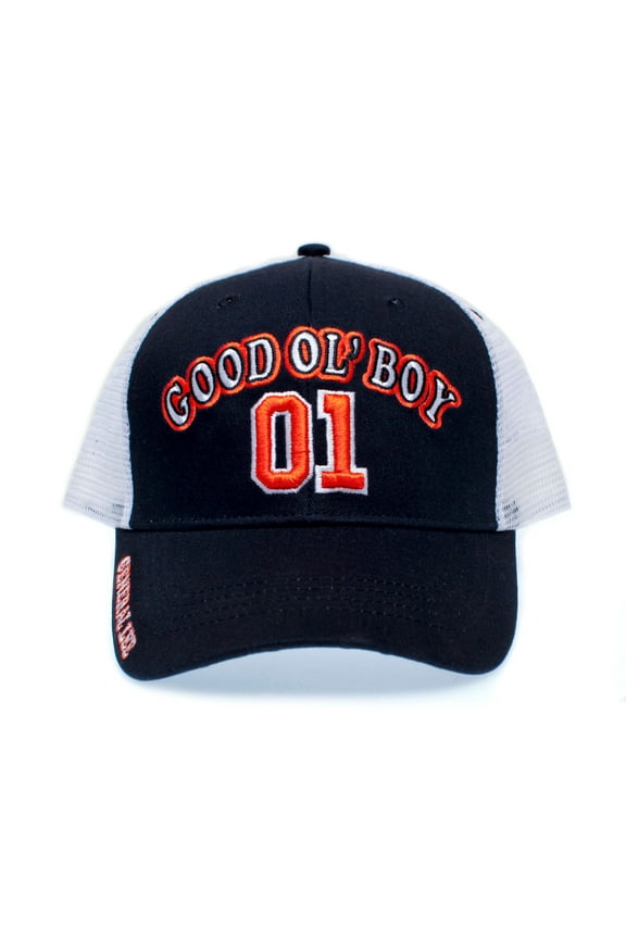 General Lee 01 Truckers Hat Good Ol Boy Cap Unisex Adult Black/White