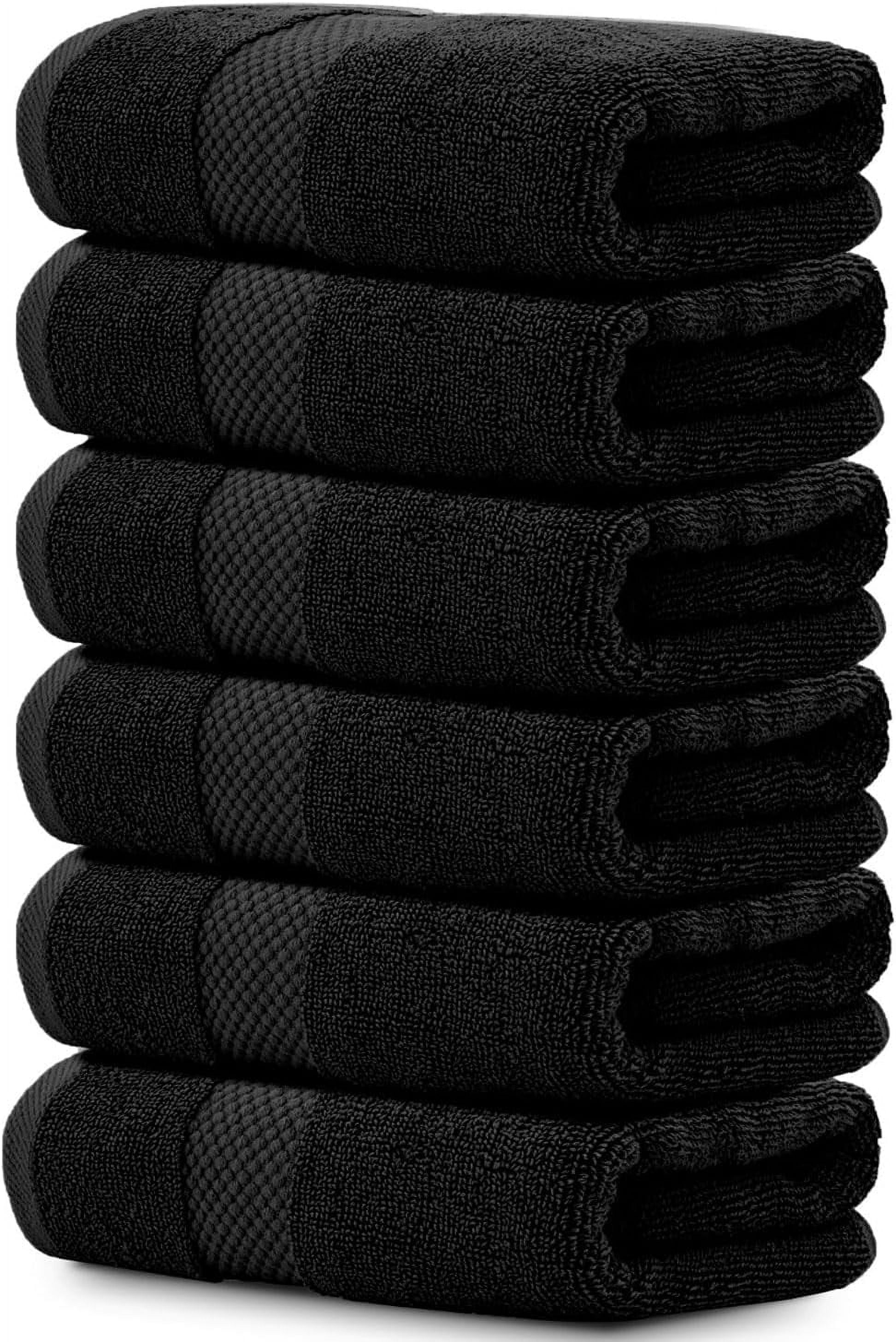 General Luxury Black Hand Towels - Soft 100% Turkish Cotton | Highly Absorbent Hotel spa Bathroom Towel Collection | 16x30 Inch | Set of 6