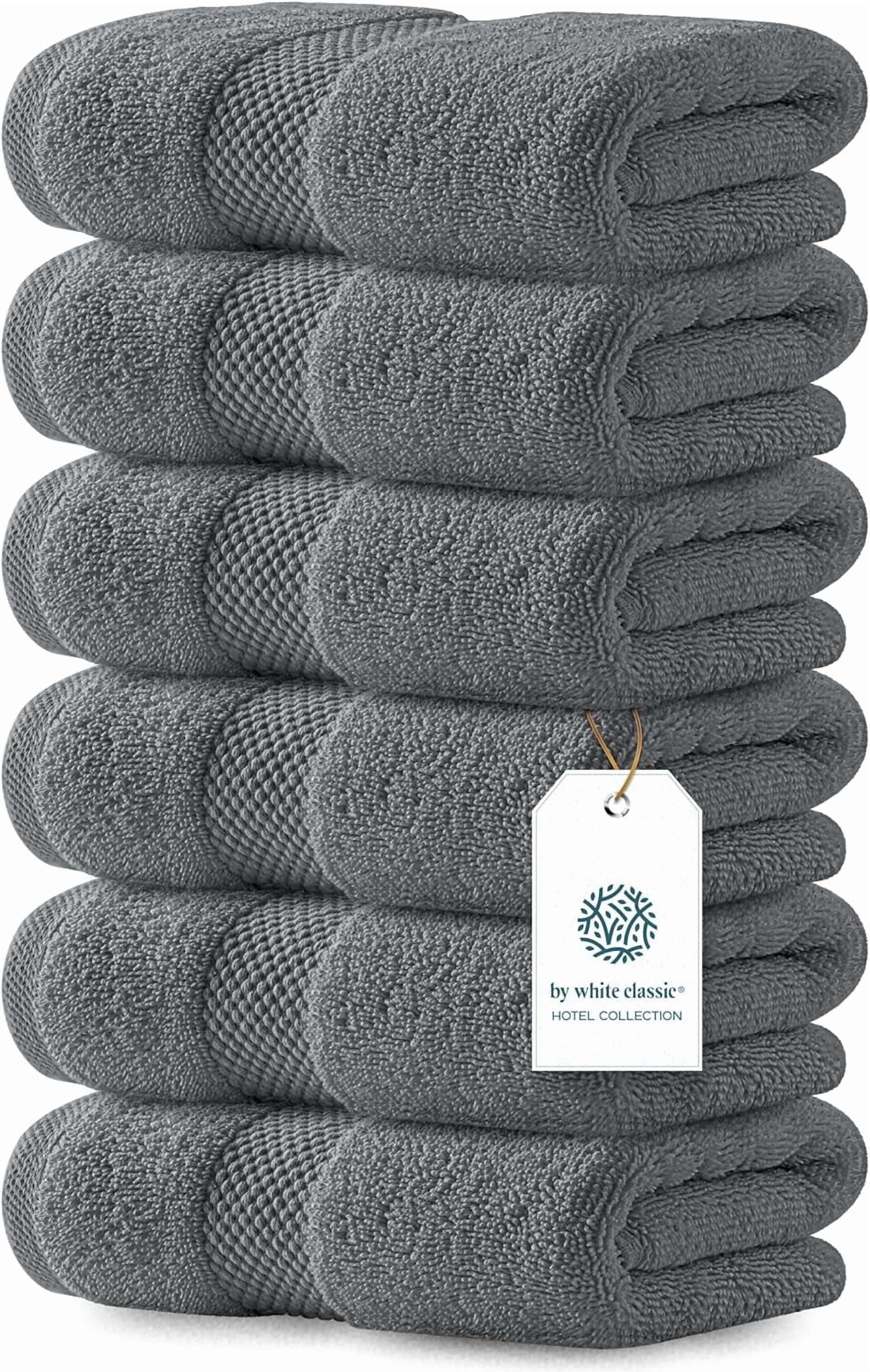General Luxury Dark Gray Hand Towels - Soft 100% Turkish Cotton | Highly Absorbent Hotel spa Bathroom Towel Collection | 16x30 Inch | Set of 6
