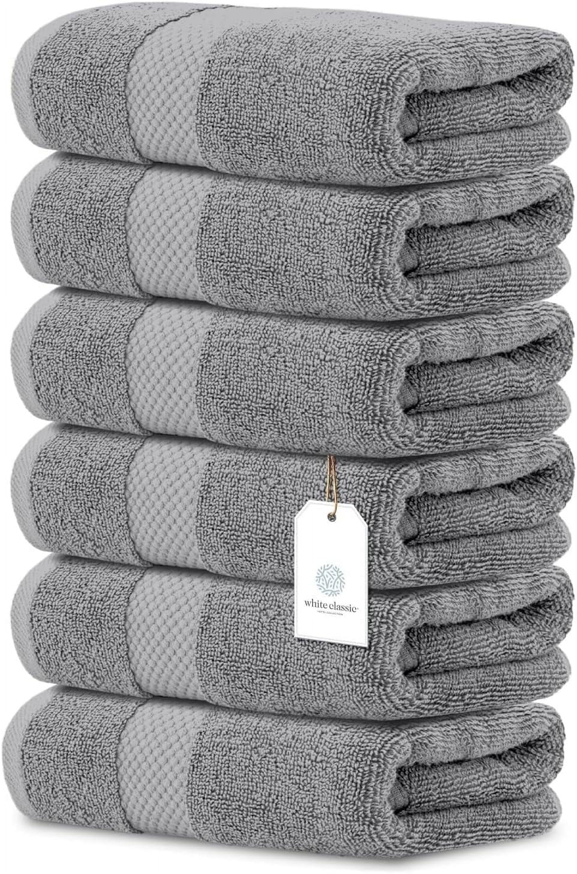 General Luxury Light Gray Hand Towels - Soft 100% Turkish Cotton | Highly Absorbent Hotel spa Bathroom Towel Collection | 16x30 Inch | Set of 6